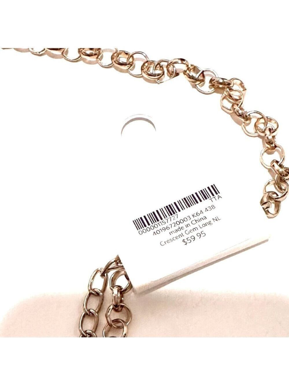 COLDWATER CREEK Brown Crystal Crescent Long Gold Necklace | NWT - Picture 5 of 8